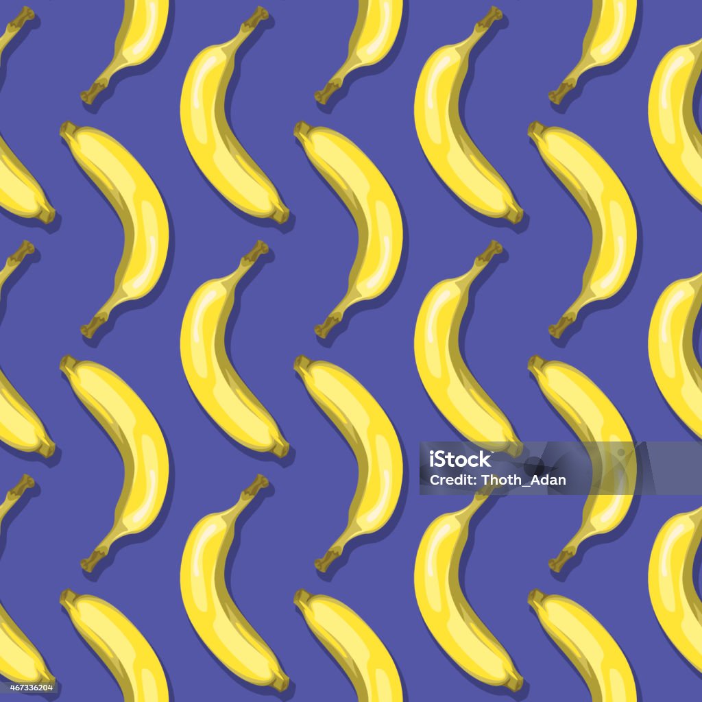 Bananas (Seamless pattern pop art style) Vector illustration of seamless pattern with yellow Bananas on a violet, purple background in a pop art style. Banana stock vector