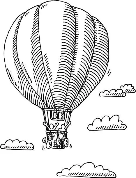 Vector illustration of Hot Air Balloon Drawing
