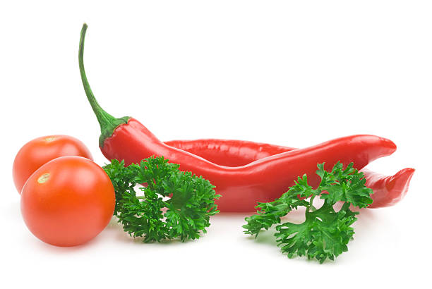 Tomato and red hot chili peppers