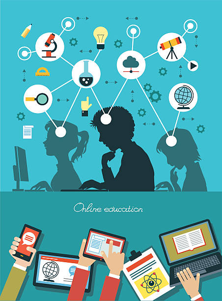 infografiki projektowanie edukacji - silhouette student school learning stock illustrations