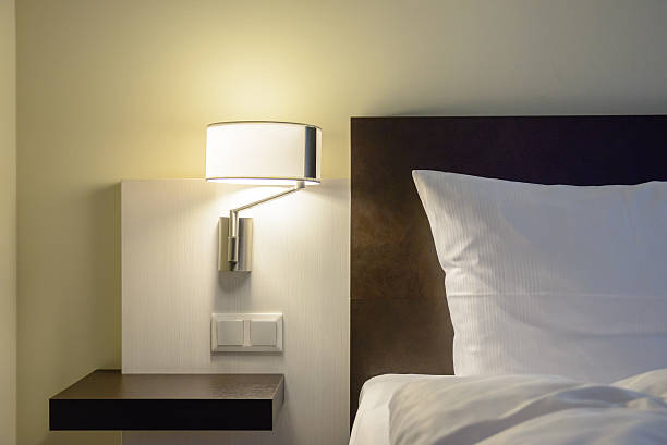 istock A modern style bedroom featuring a wall lamp 467339498