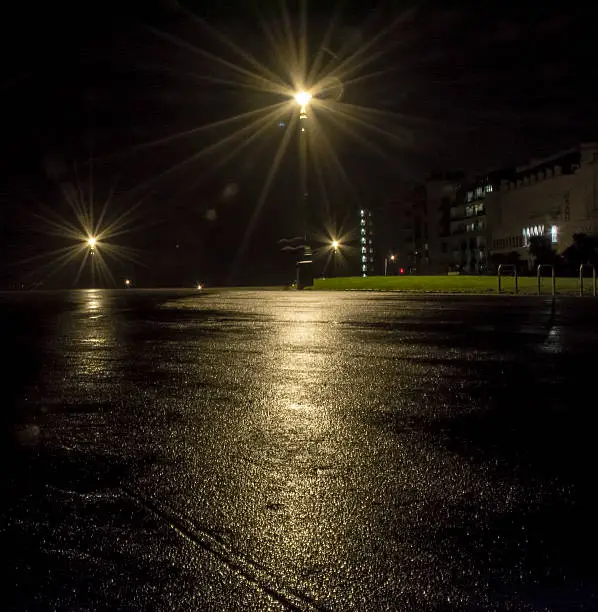 Photo of Wet dark night on Plymouth hoe in England
