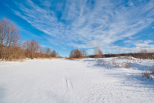 istock Beautiful clouds on a blue sky in winter 467342070