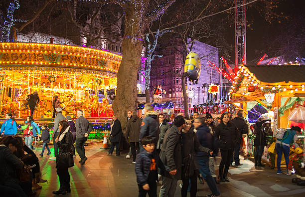 leicester square fun fair, london - justice entertainment group stock-fotos und bilder