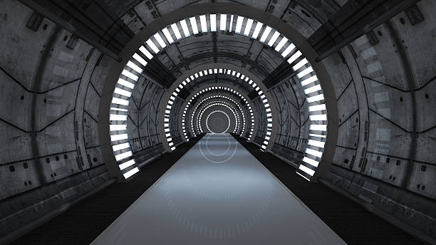 istock An illustration of a scifi interior with lighted tunnels 467348905
