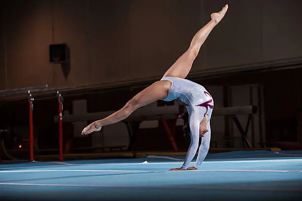 Photo of portrait of young gymnasts competing in the stadium