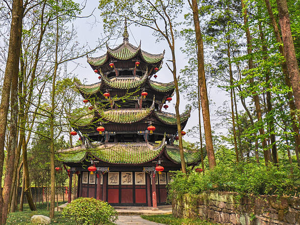 pagode im wald-china - dazu skulpturen stock-fotos und bilder