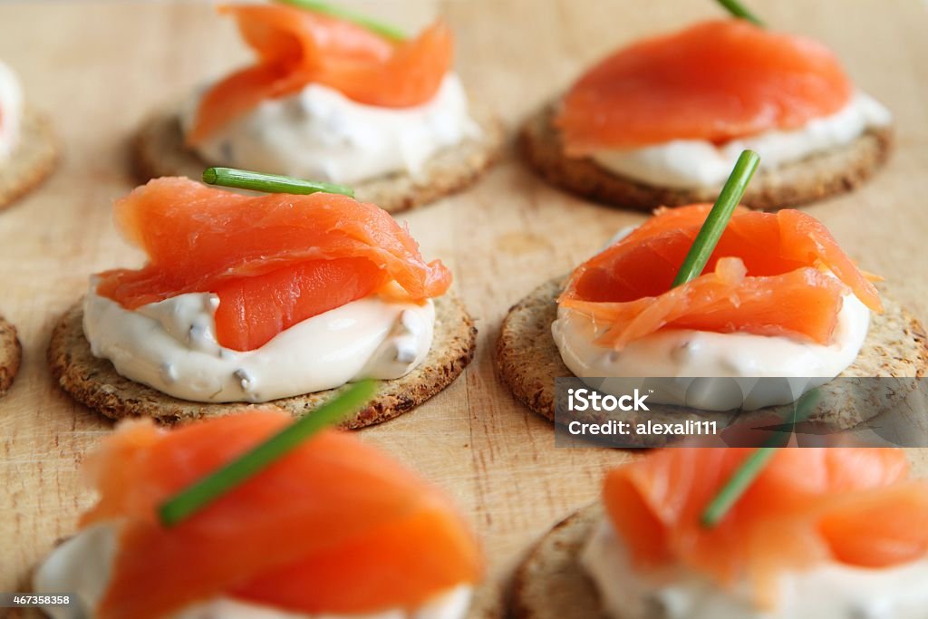 Salmon Appetizer Salmon Appetizers with Chives 2015 Stock Photo