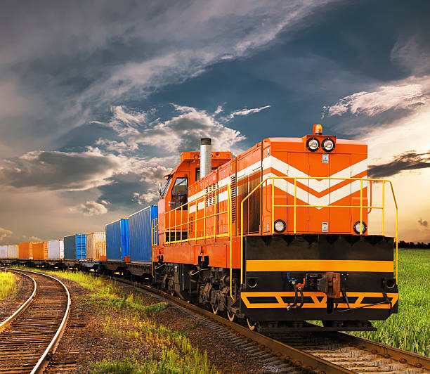 freight train freight train on a railroad freight train stock pictures, royalty-free photos & images