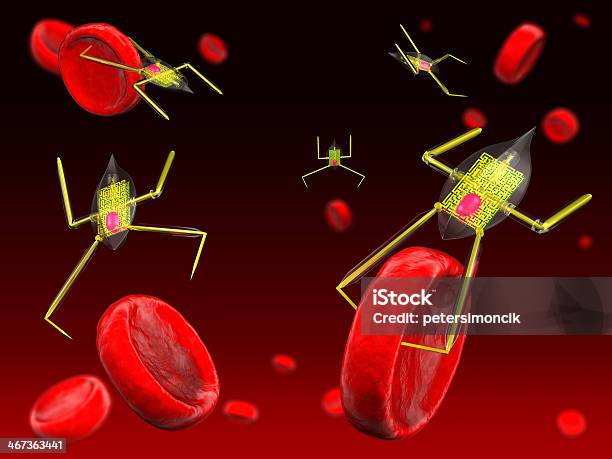 Nanobots E Glóbulos Vermelhos - Fotografias de stock e mais imagens de Abstrato - Abstrato, Anatomia, Ciência