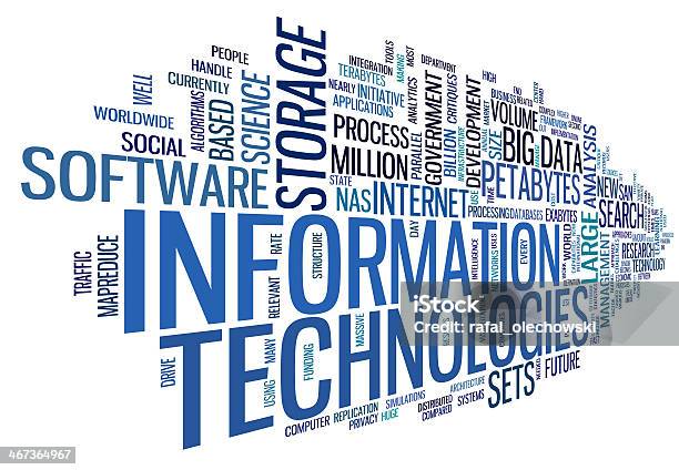 Tecnologia Dellinformazione In Etichetta Nube - Fotografie stock e altre immagini di Big data - Big data, Composizione orizzontale, Computer