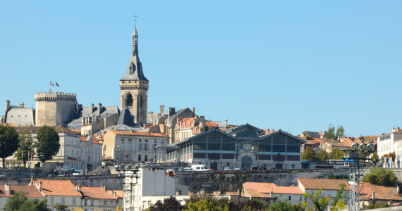 The skyline of the city of Angouleme in the Charente region of France.