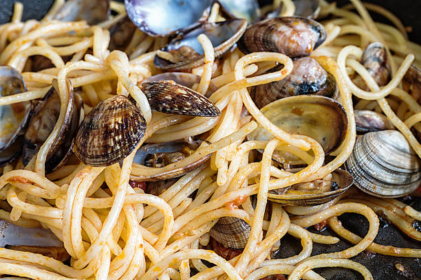 Spaghetti With Clams, elegant table setting