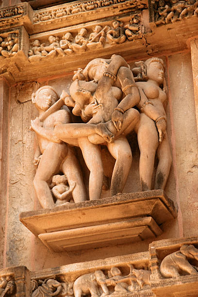 istock Erotic sculptures at Khajuraho, India 467371461