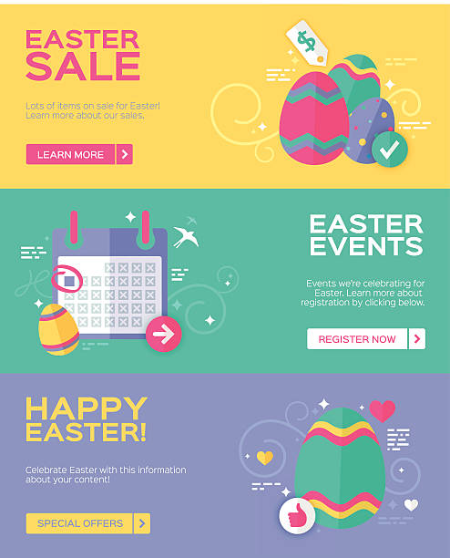 wielkanoc banery - easter egg easter egg hunt multi colored bright stock illustrations