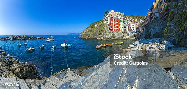 Riomaggiore Cinque Terre Italy Stock Photo - Download Image Now - 2015, Anchored, Architecture