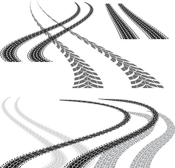 ilustrações de stock, clip art, desenhos animados e ícones de rasto de veículo curva - skidding