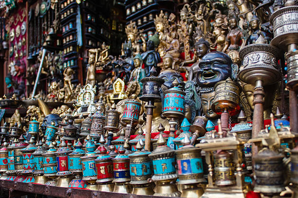 istock traditional tibetan praying wheels in Nepal 467382248