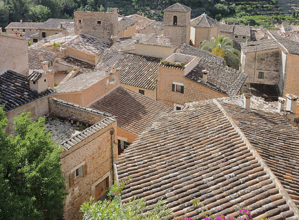 A view of the rooftops in the town of Formalux, Majorca, Spain