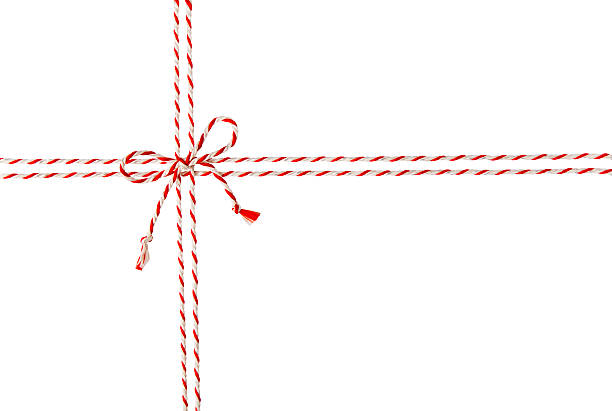 istock Rope Tied Bow Knot White Envelope Package, Red Ribbon Cord 467384956
