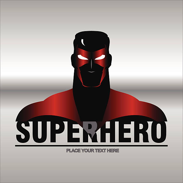 초영웅 레드 메탈릭 마스크가 실버 배경기술 - superhero identity heroes mask stock illustrations