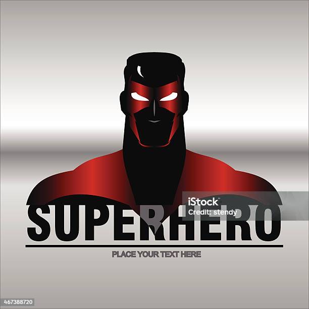 Superhero With Red Metallic Mask Over The Silver Background Stock Illustration - Download Image Now