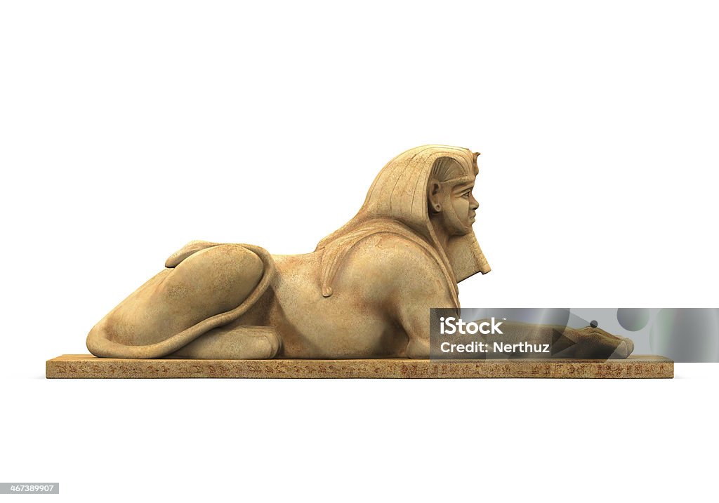 Egyptian Sphinx Statue Egyptian Sphinx Statue isolated on white background. 3D render Africa Stock Photo