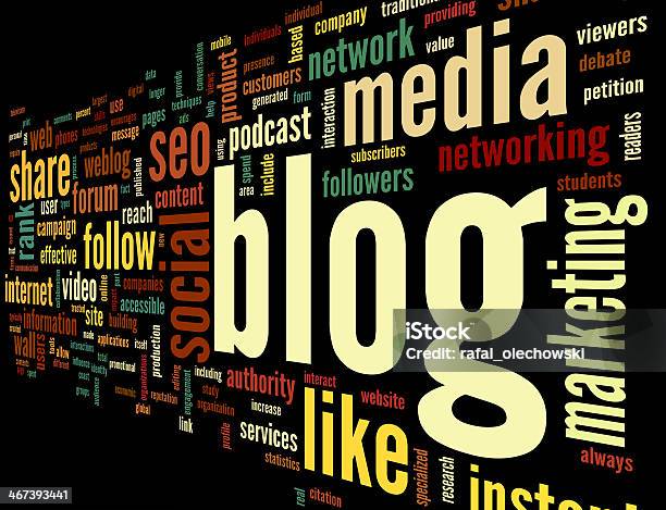 Blog Concept In Word Tag Cloud Stock Photo - Download Image Now - Internet, Sharing, Advice