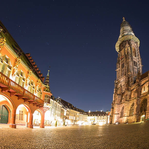 cathedral of Freiburg at night
