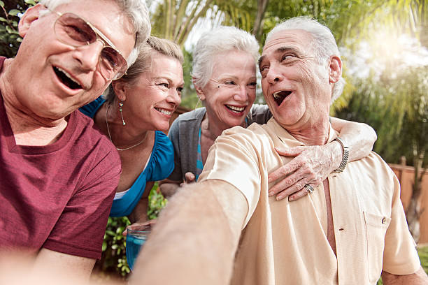 istock Group of senior people taking selfie 467394948