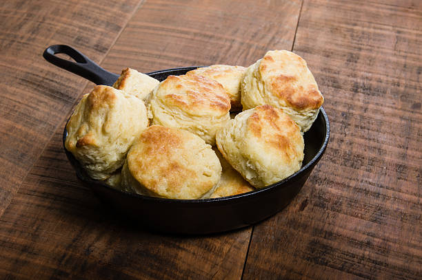 istock Fresh biscuits baked in a cast iron skillet 467395046