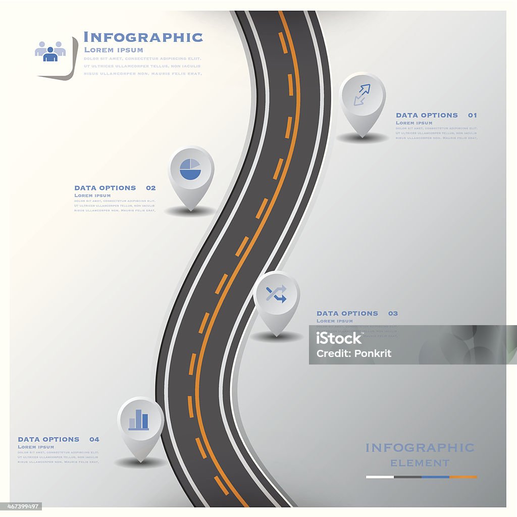 Дорога & Улица Дорожный знак бизнес-Инфографика дизайн Шаблон - Векторная графика Абстрактный роялти-фри