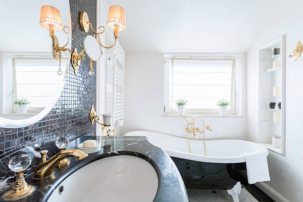 istock Luxury bathroom with crystal details 467399996