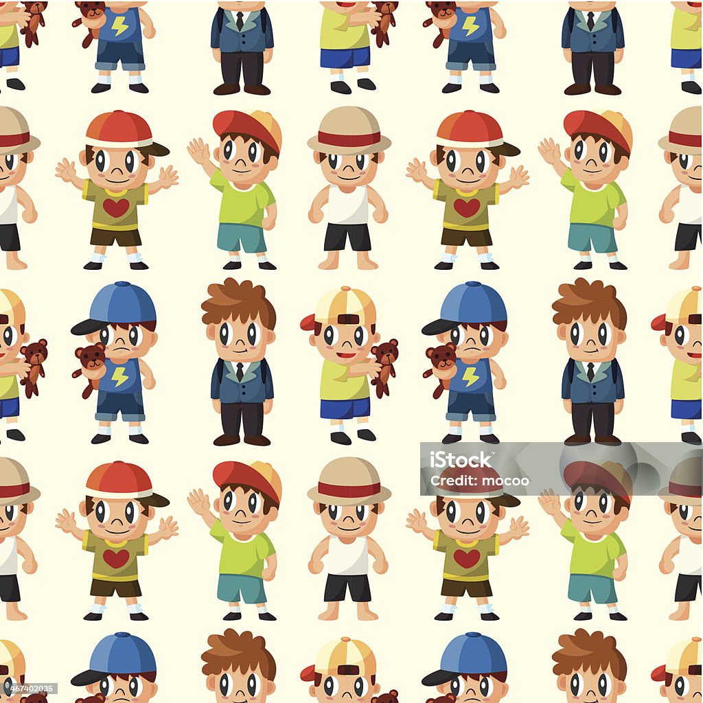 Cartoon Boy Pattern Cartoon Kid Seamless Pattern Stock Illustration - Download Image Now ...