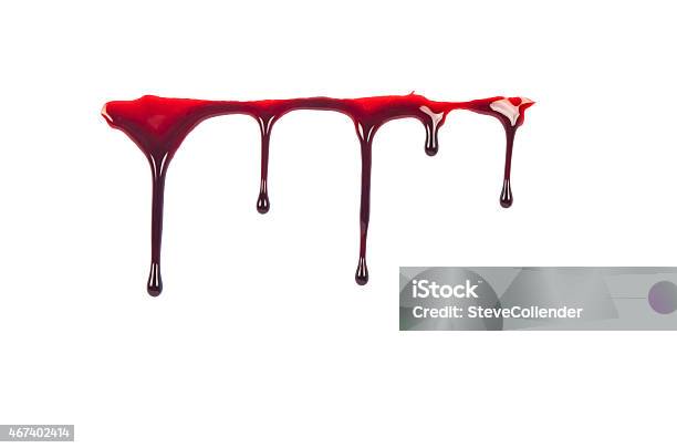 Dripping Blood Isolated On White Stock Photo - Download Image Now - Blood, Drop, Oozing