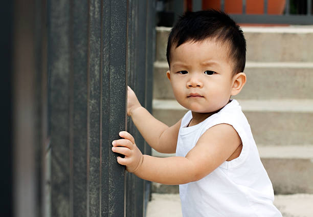 istock Cute Baby Boy In White 467403198