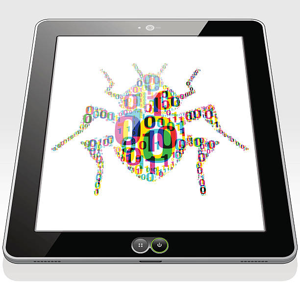 illustrations, cliparts, dessins animés et icônes de tablette pc logiciel bug - data mobility downloading digital tablet
