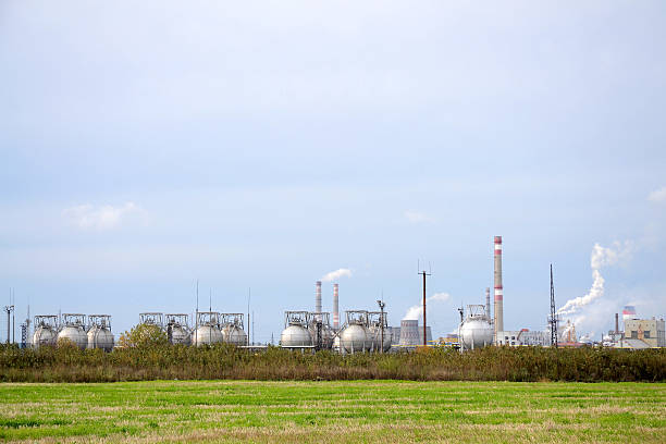 istock Chemical plant with smoking pipes 467408471