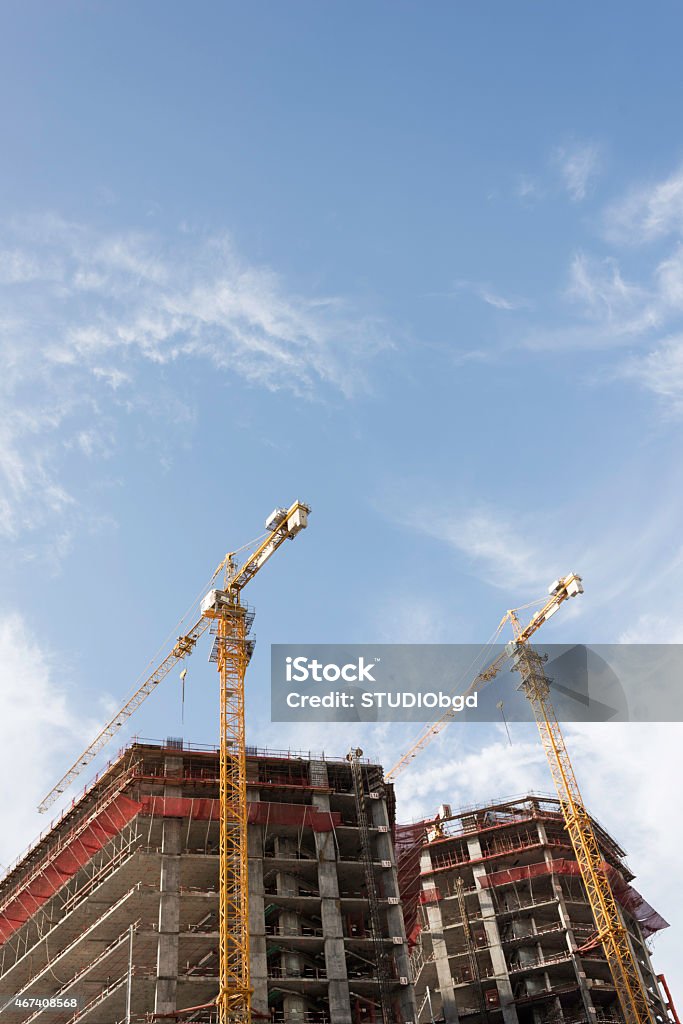 Construction site Construction of a building with a crane 2015 Stock Photo