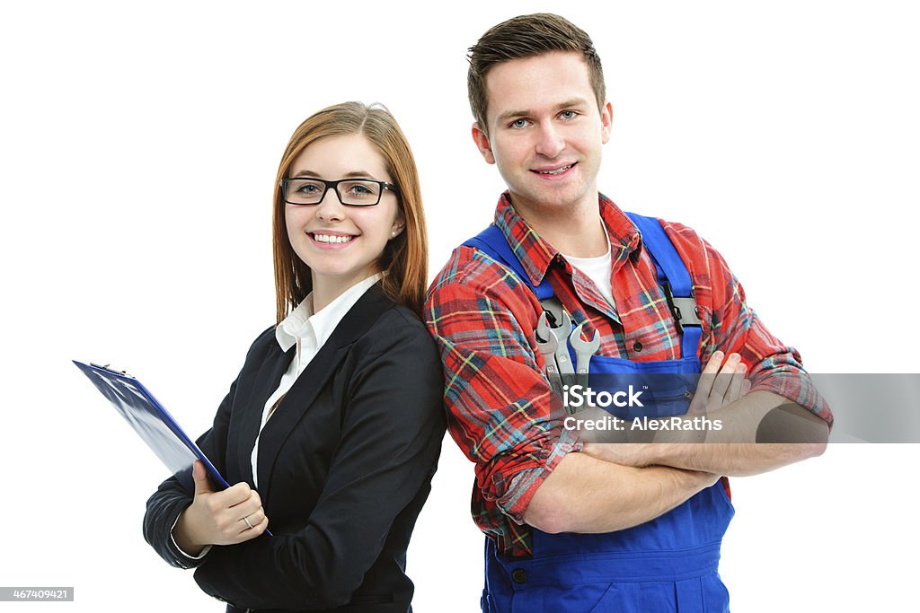 Apprentices for handyman and office Apprentices for handyman and office isolated on white background Trainee Stock Photo