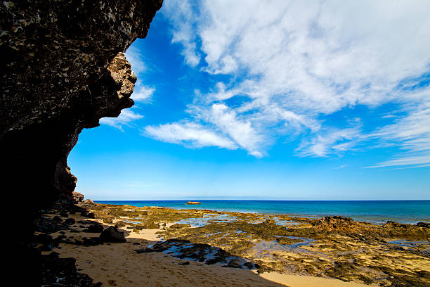 istock in lanzarote   spain  rock stone sky cloud beach 467409475