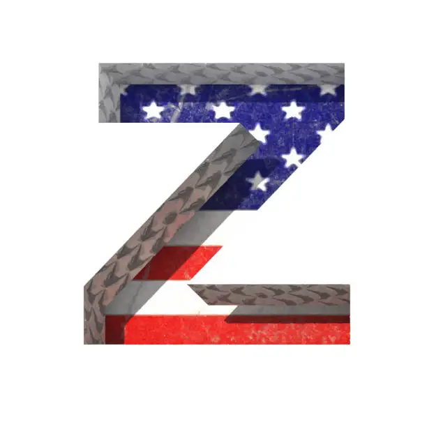 Vector illustration of Vector American cutted figure z. Paste to any background