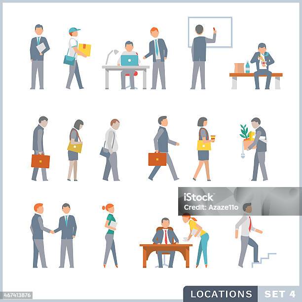 Working People Office Stock Illustration - Download Image Now - Walking, People, Blue-collar Worker