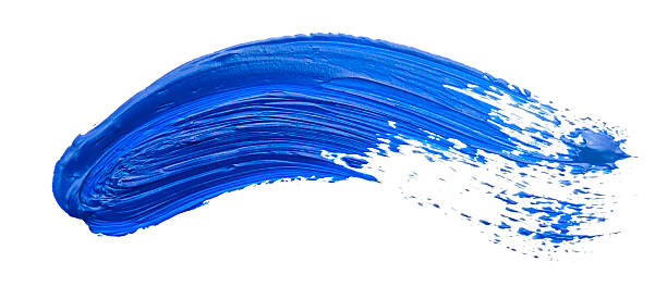 traço azul do pincel pintura isolado no branco - oilpaint imagens e fotografias de stock