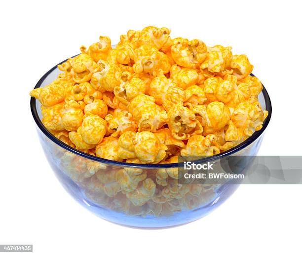 Cheese Popcorn In Bowl Stock Photo - Download Image Now - Blue, Bowl, Butter