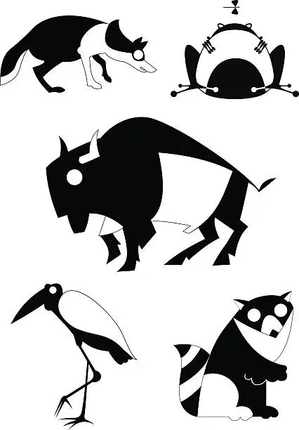 Vector illustration of Art animal silhouettes