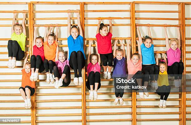 Happy Sporty Children In Gym Stock Photo - Download Image Now - Child, Gymnastics, Gym