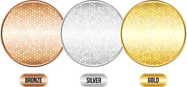 Vector illustration of Three luxury metallic circle backgrounds