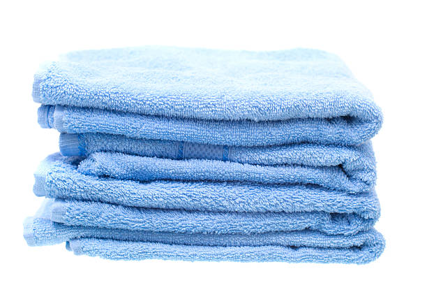 istock Blue Towels Isolated on White Background 467418765