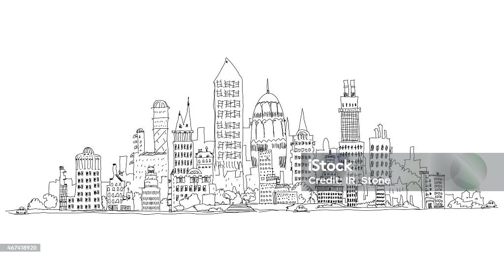 City illustration, sketch collection Sketch stock illustration